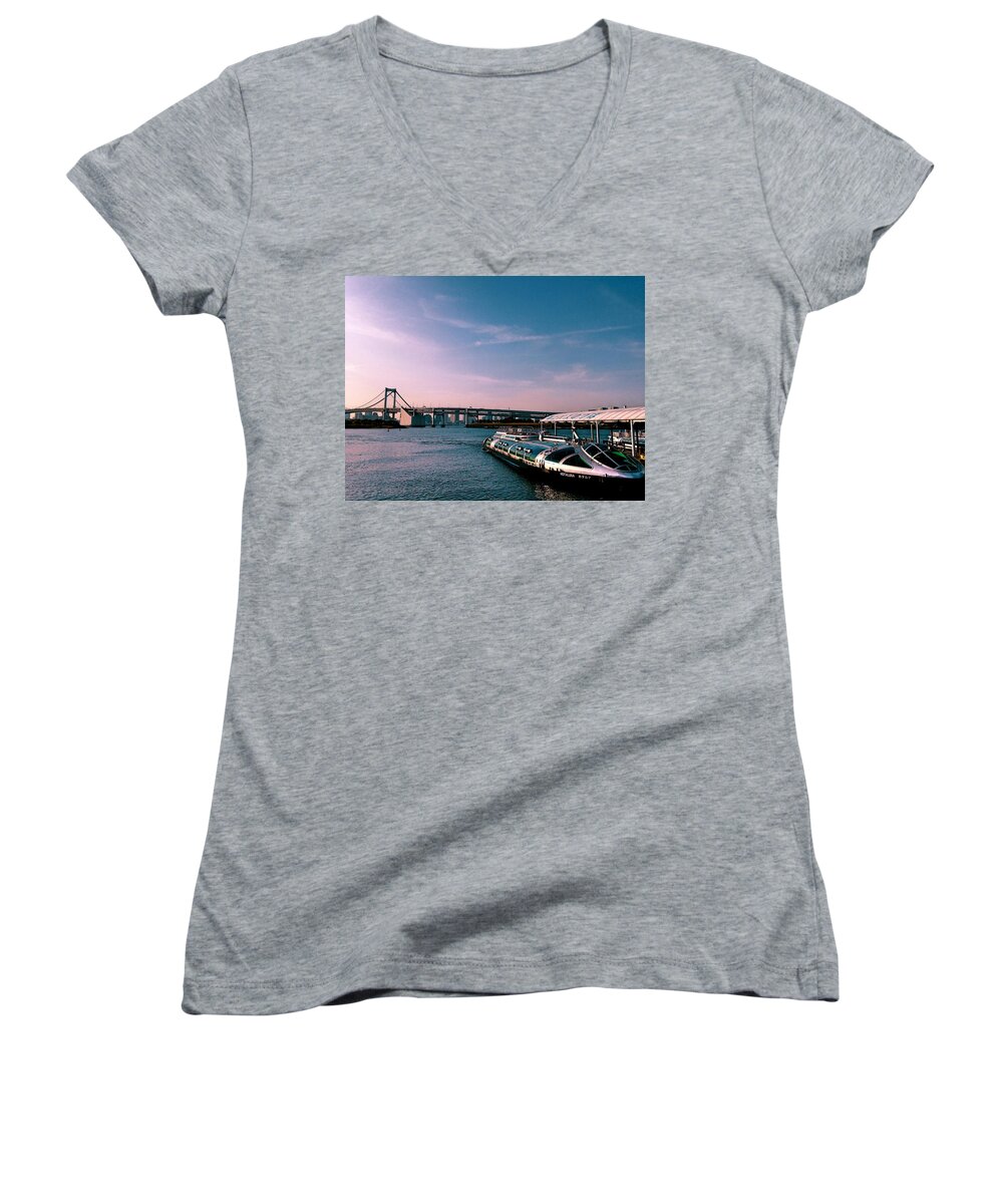 Landscape Women's V-Neck featuring the photograph To the space from sea by Momoko Sano
