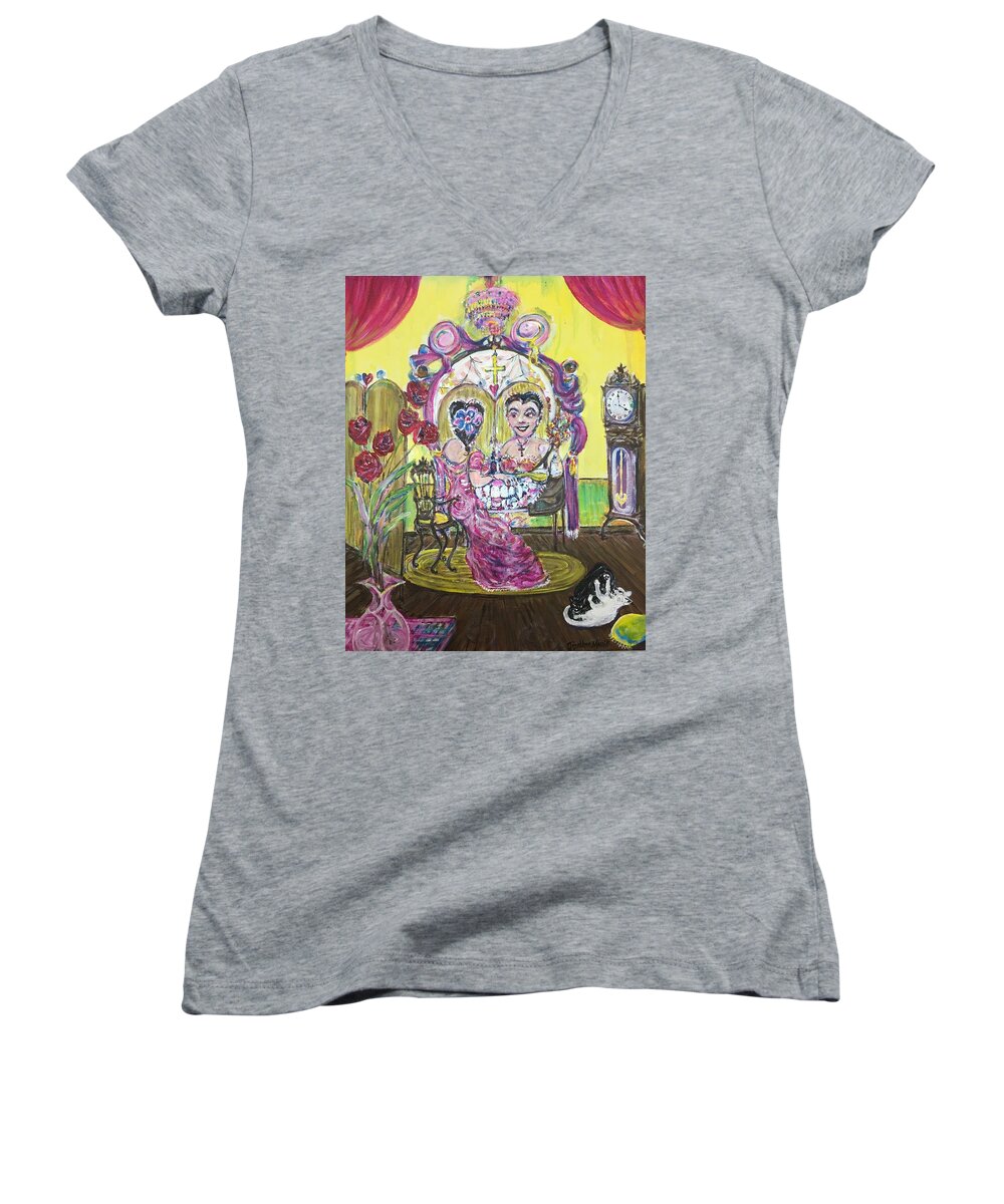 Todoesvanidad Women's V-Neck featuring the painting Todo Es Vanidad by Jonathan Morrill
