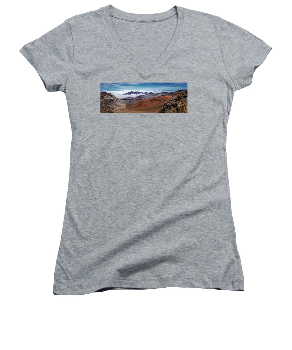 America Women's V-Neck featuring the photograph Top of Haleakala Crater by Andy Konieczny