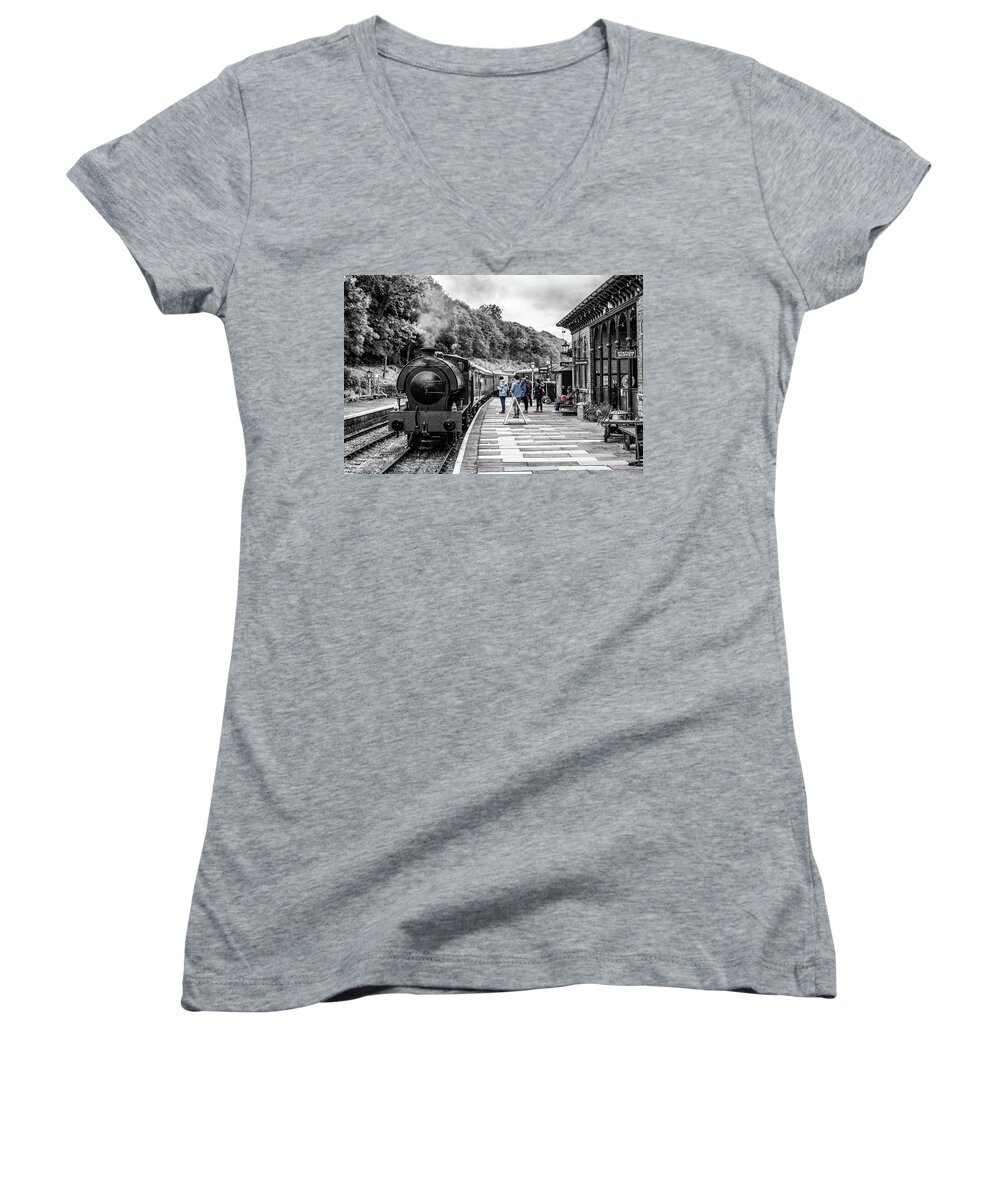 Steam Women's V-Neck featuring the photograph Travellers in Time by Nick Bywater