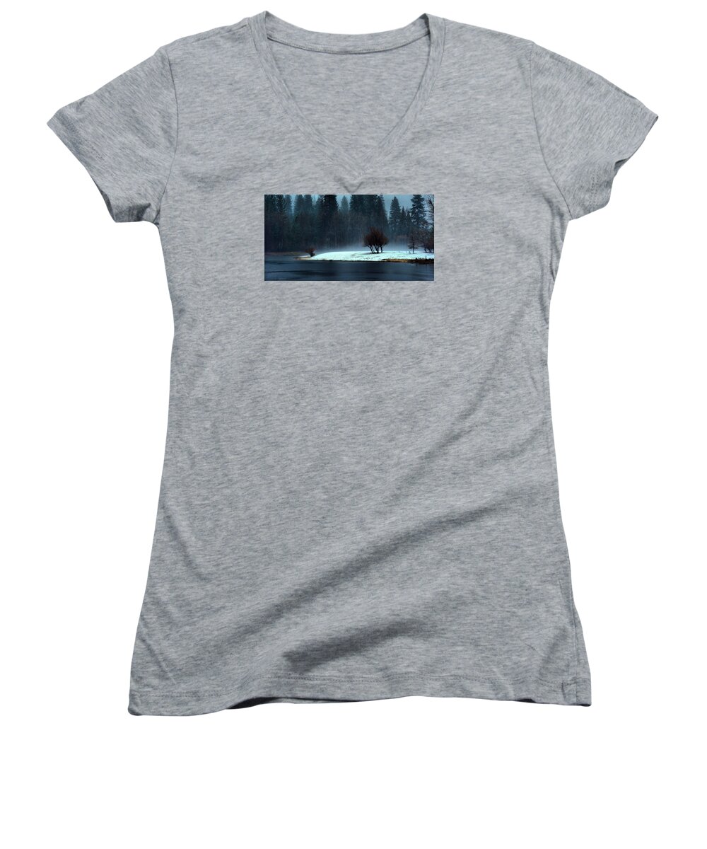 Trees Women's V-Neck featuring the photograph Trees on Point by Josephine Buschman