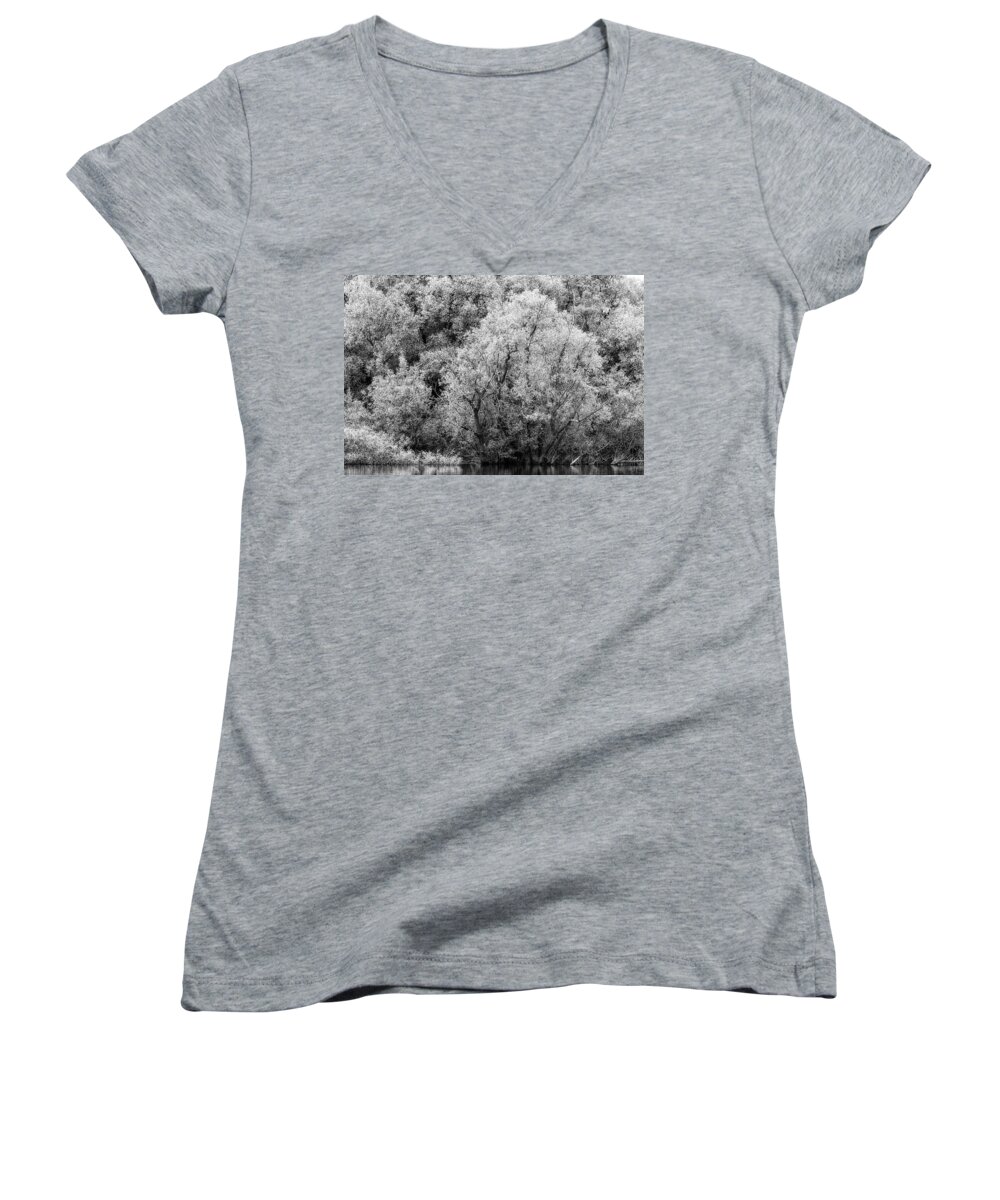 Adda Women's V-Neck featuring the photograph Trees on the river by Roberto Pagani