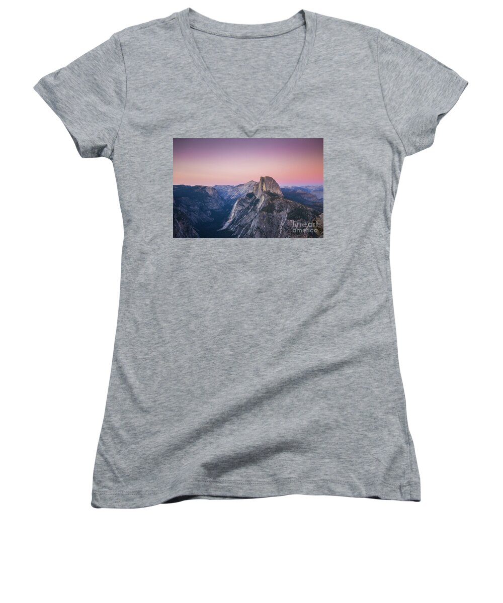 Adventure Women's V-Neck featuring the photograph Twilight over Half Dome by JR Photography