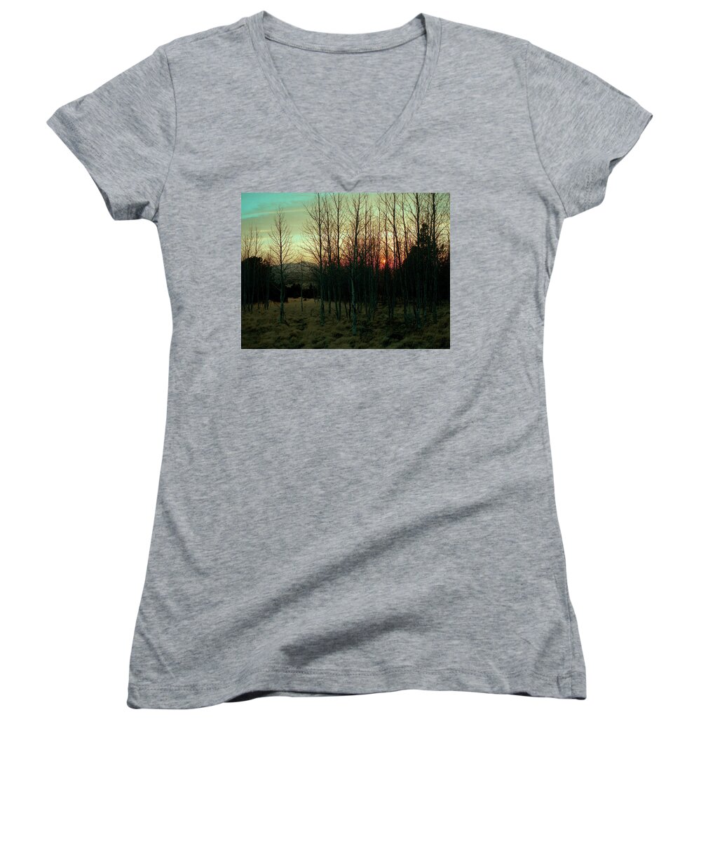 Twilight Women's V-Neck featuring the photograph Twilight by Stephen Andersen