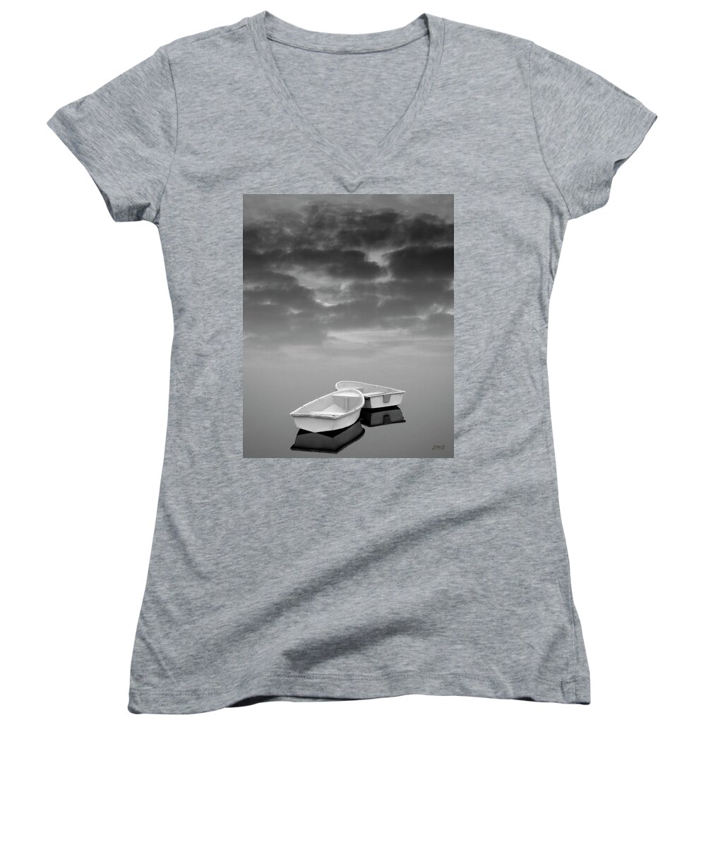 Boats Women's V-Neck featuring the photograph Two Boats and Clouds by David Gordon