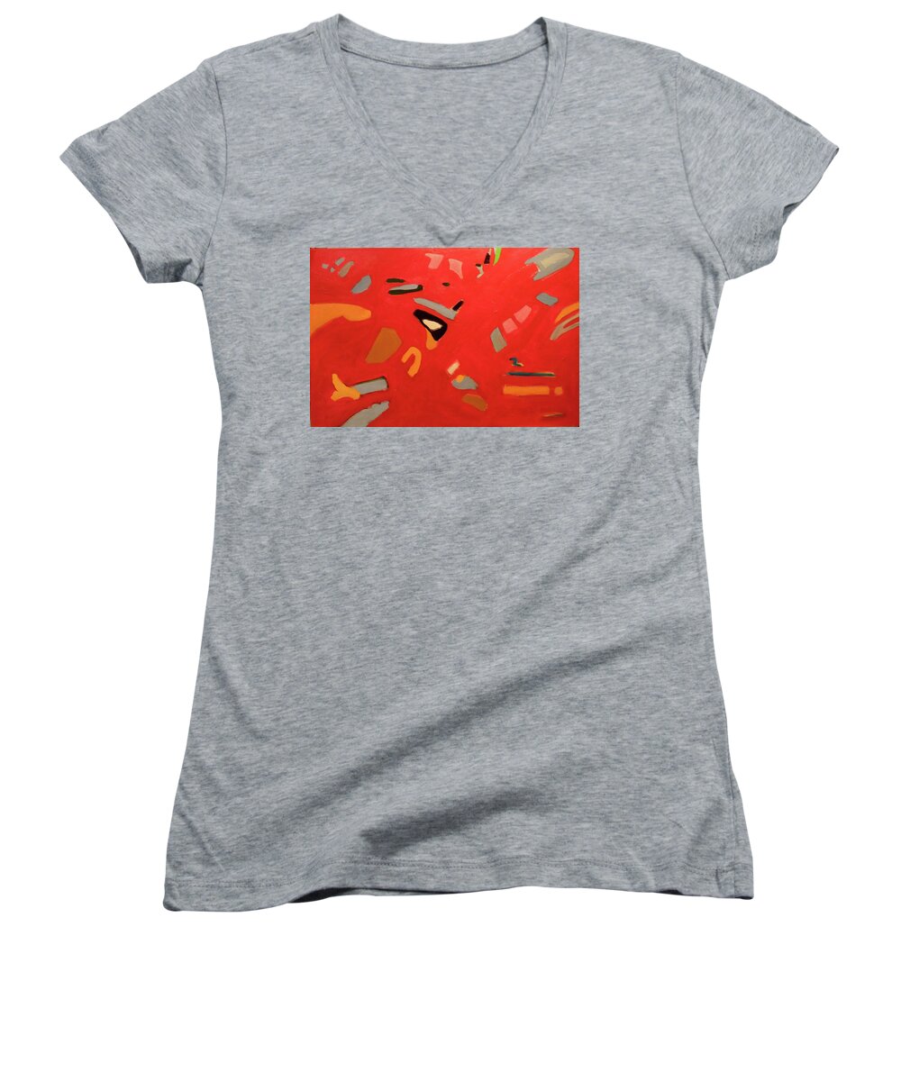 Abstract Women's V-Neck featuring the painting Two by Stan Chraminski
