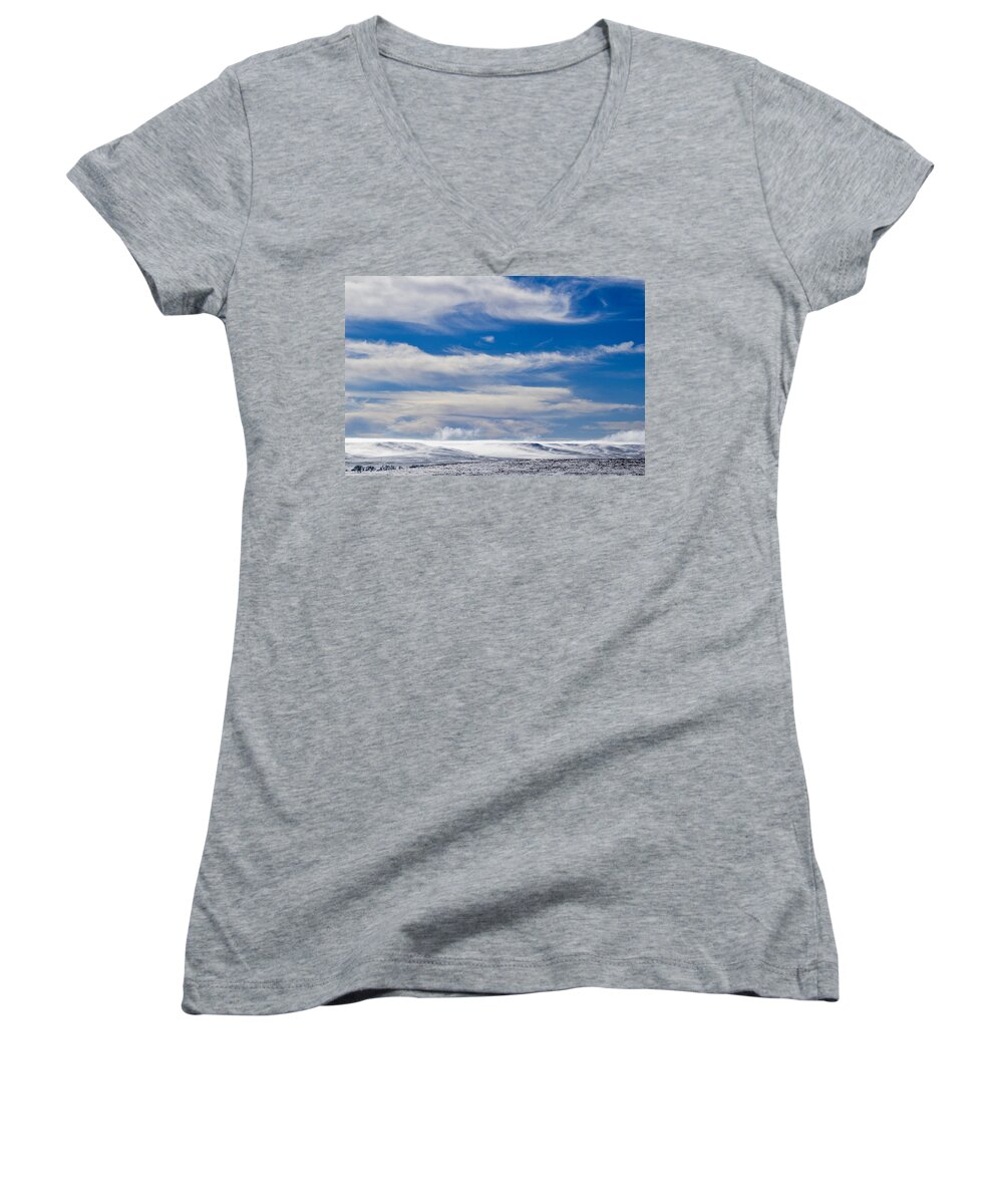 Snow Women's V-Neck featuring the photograph Upwhirl by Kellie Prowse