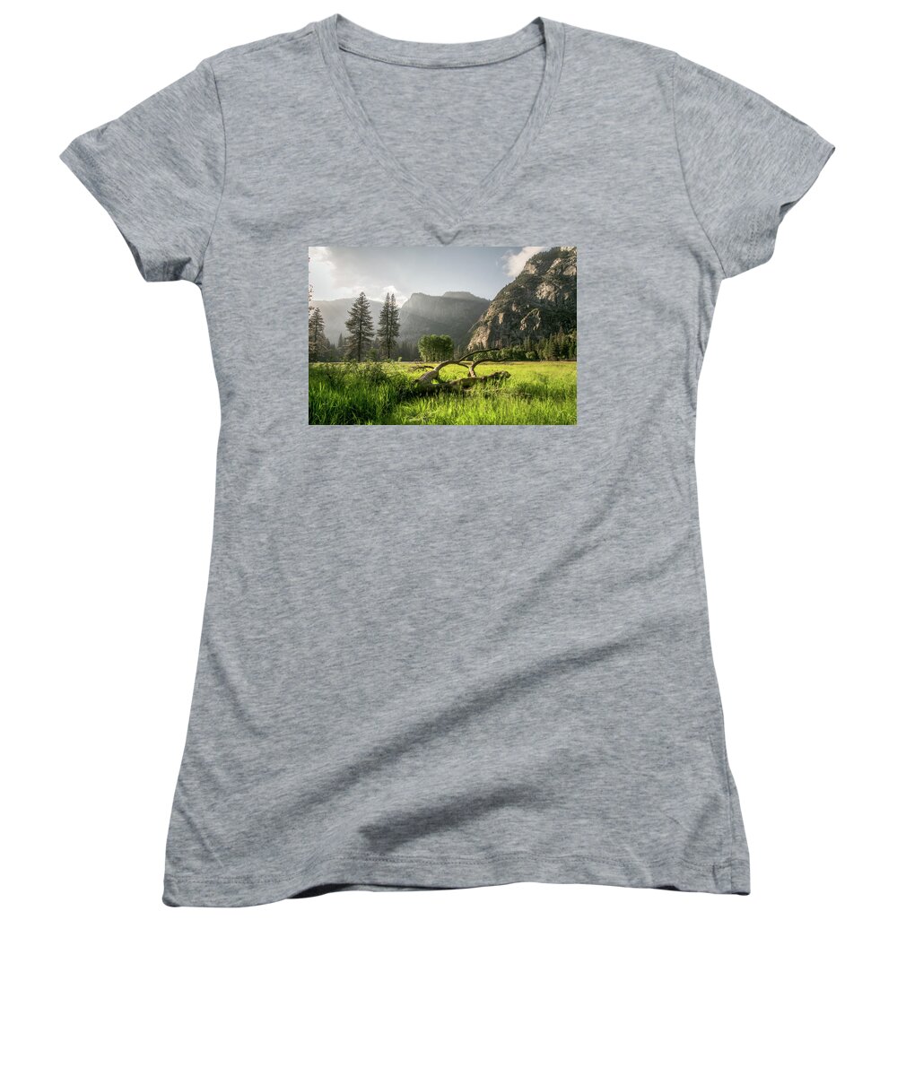 Yosemite Women's V-Neck featuring the photograph Valley Arise by Ryan Weddle