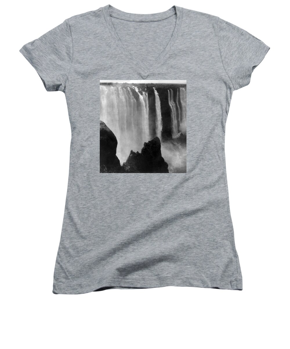 victoria Falls Women's V-Neck featuring the photograph Victoria Falls - c 1911 by International Images