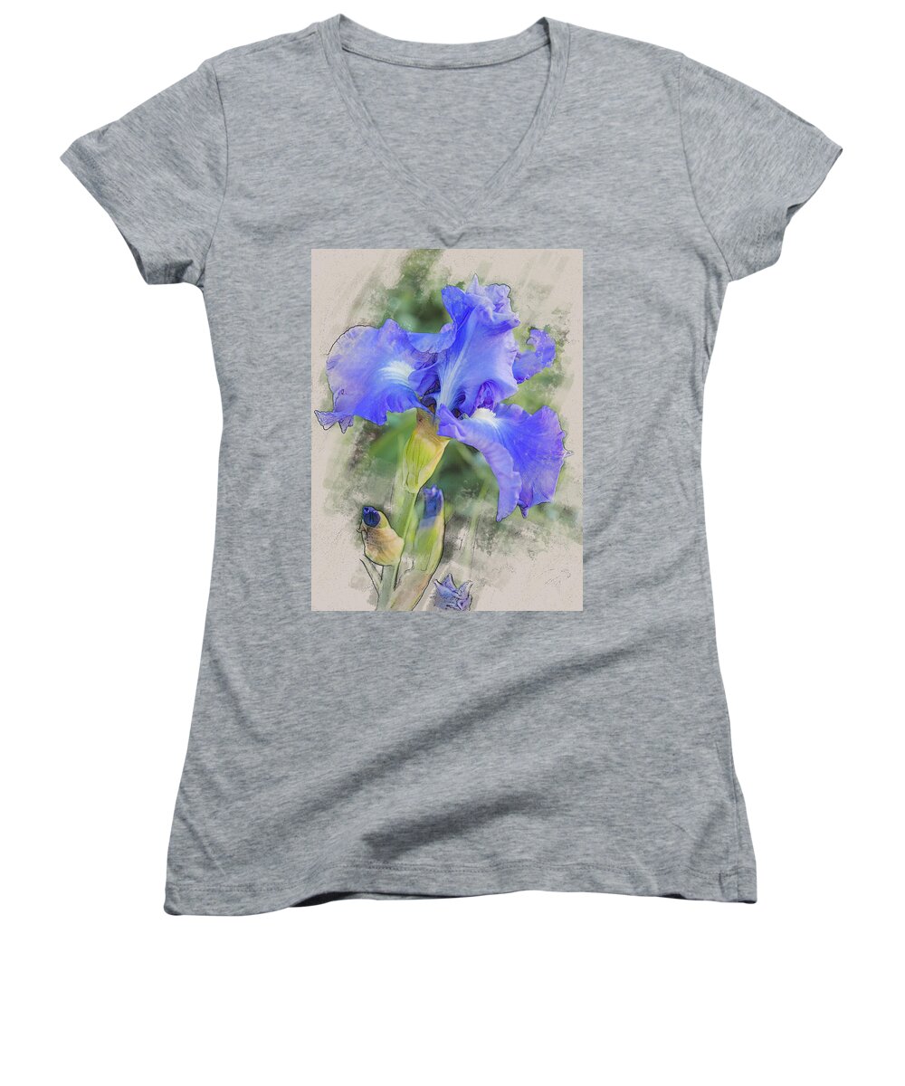 5dii Women's V-Neck featuring the digital art Victoria Falls by Mark Mille