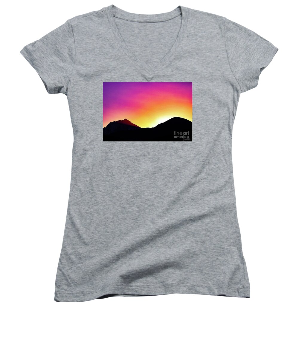 Landscape Women's V-Neck featuring the photograph Volcanic Sunrise by Adam Morsa