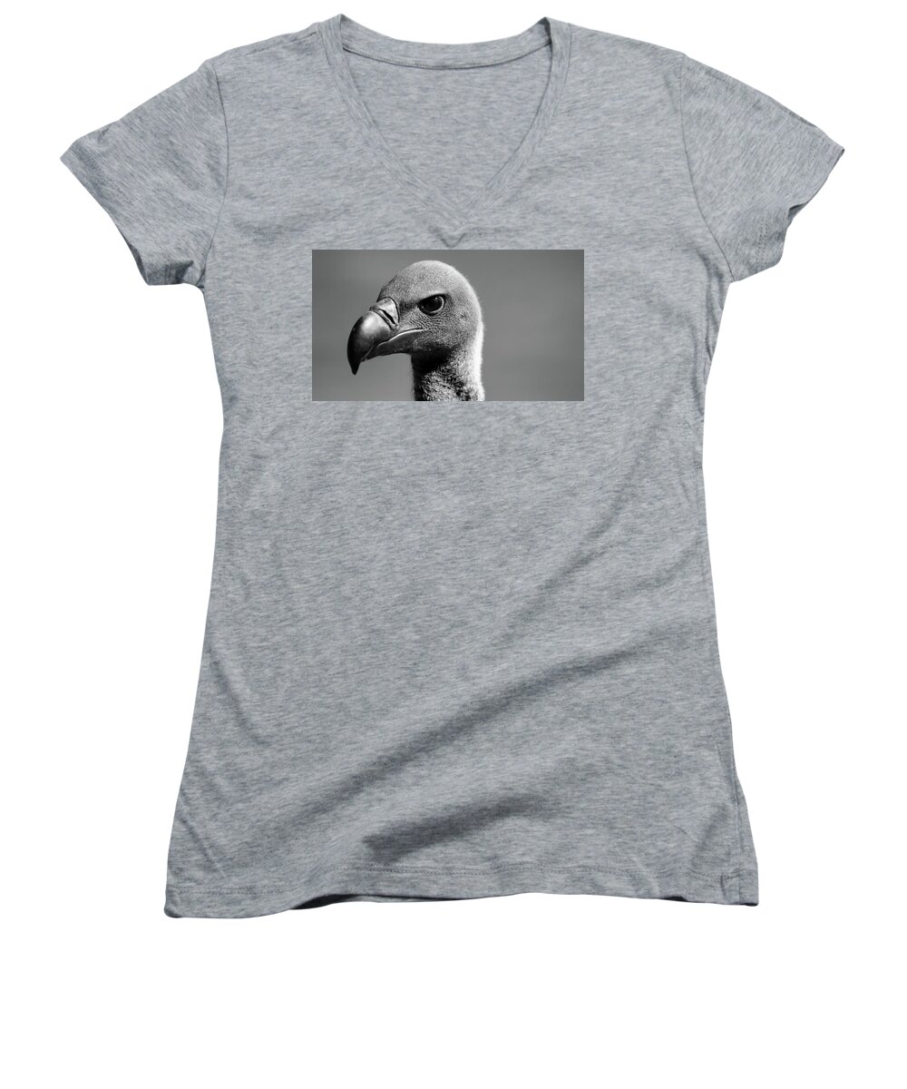 Bird Women's V-Neck featuring the photograph Vulture Eyes by Martin Newman