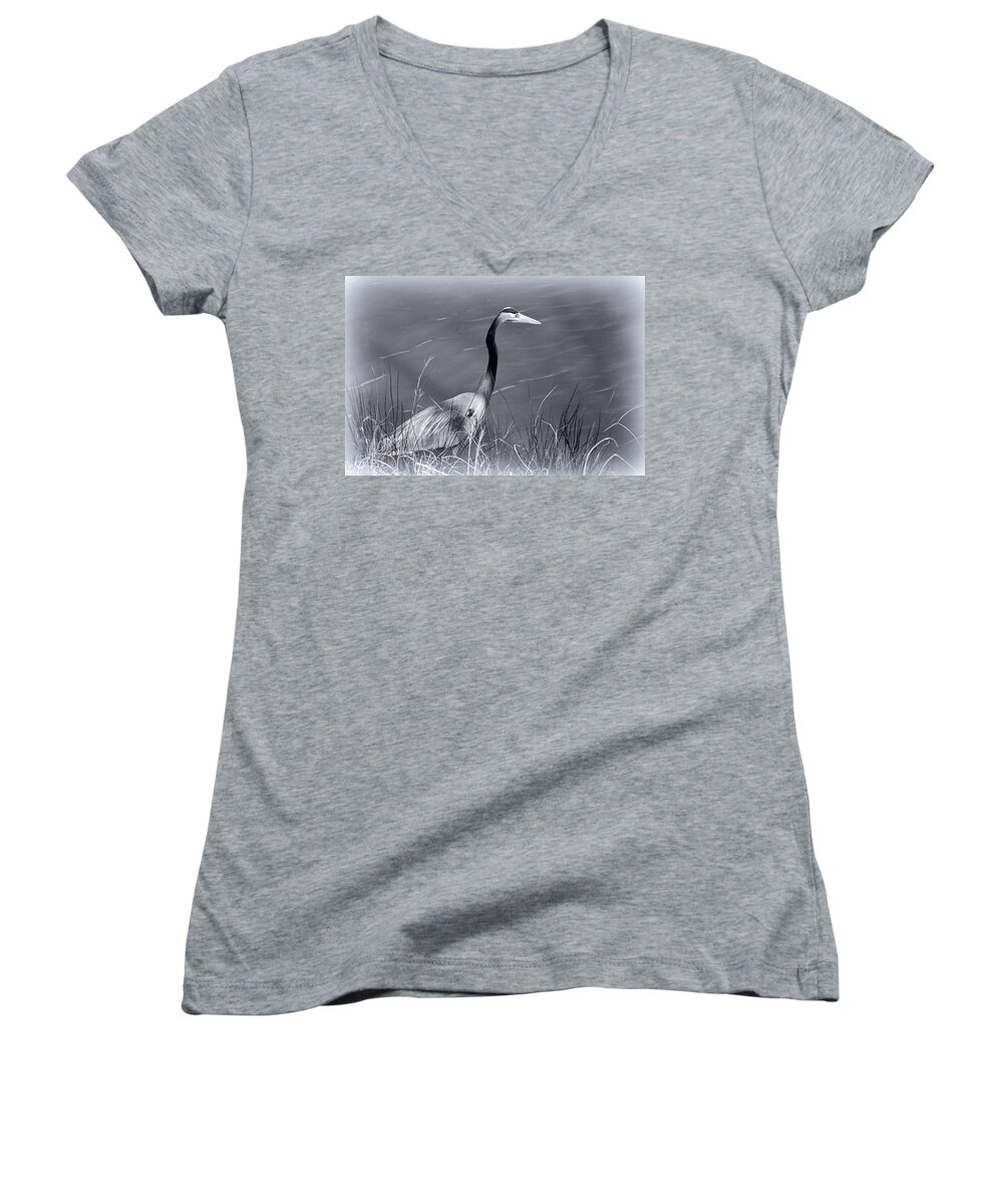 Ludwig Keck Women's V-Neck featuring the photograph Waiting for Lunch by Ludwig Keck