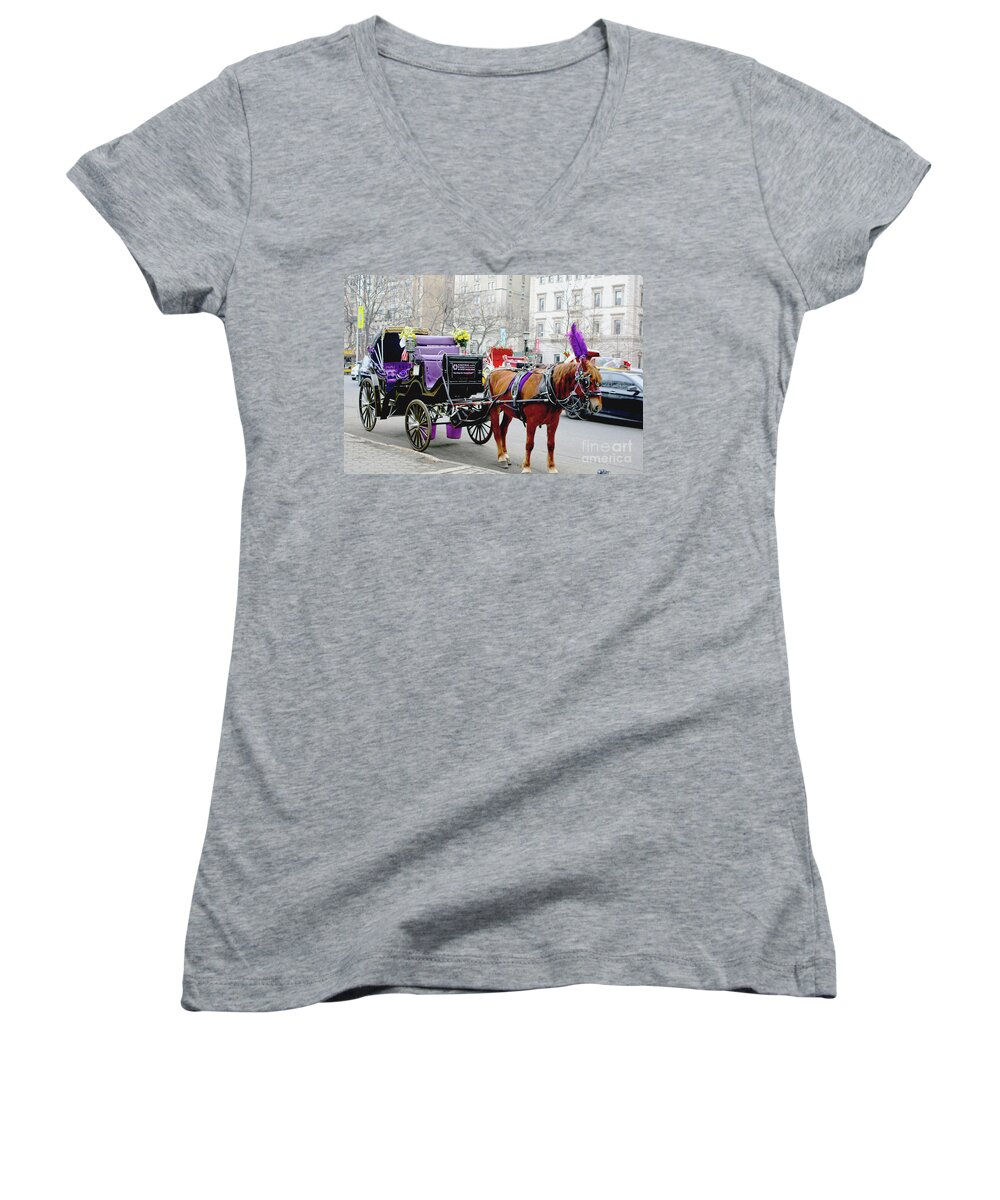 Horse Women's V-Neck featuring the photograph Waiting by Sandy Moulder