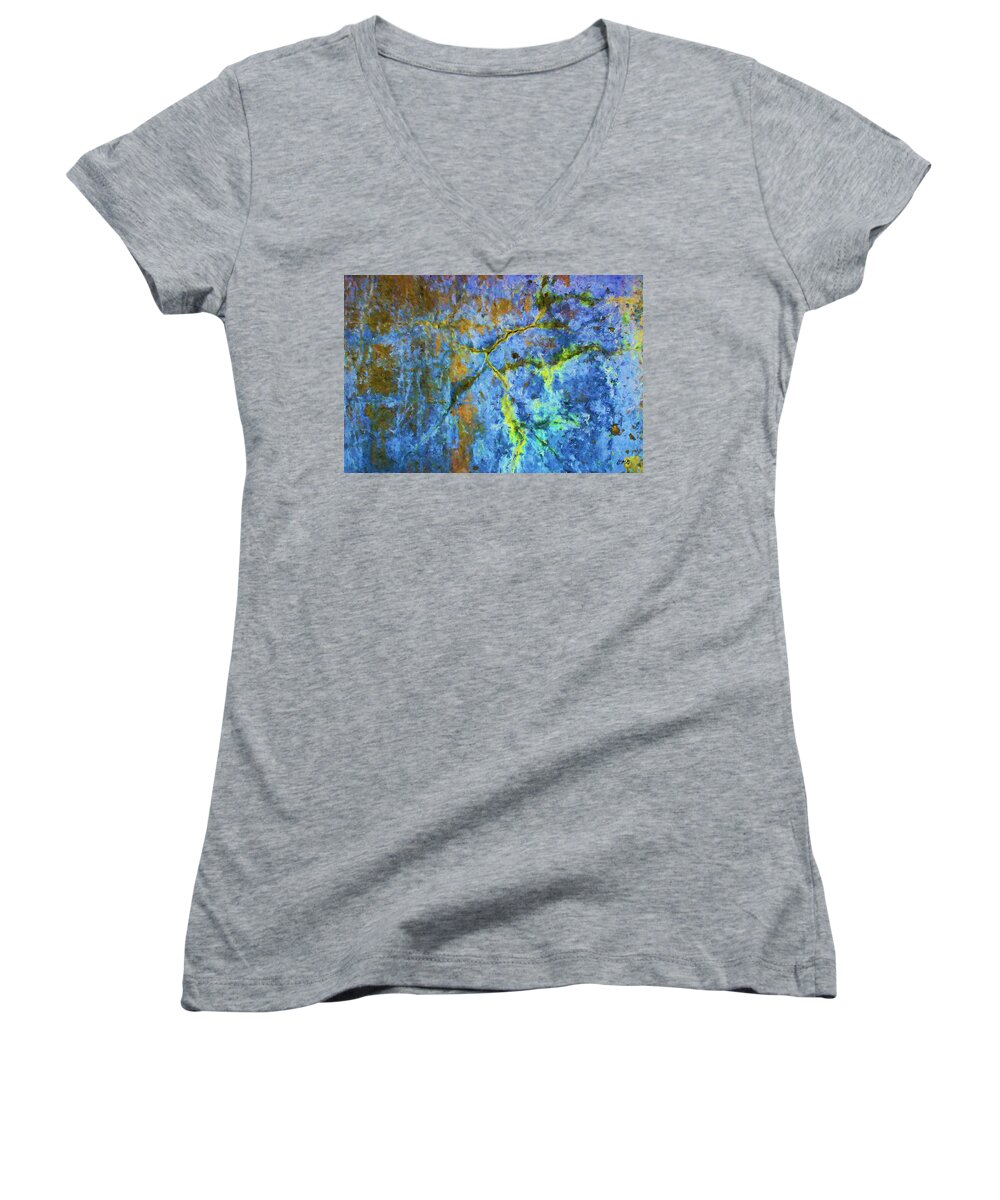 Wall Women's V-Neck featuring the photograph Wall Abstraction I by David Gordon