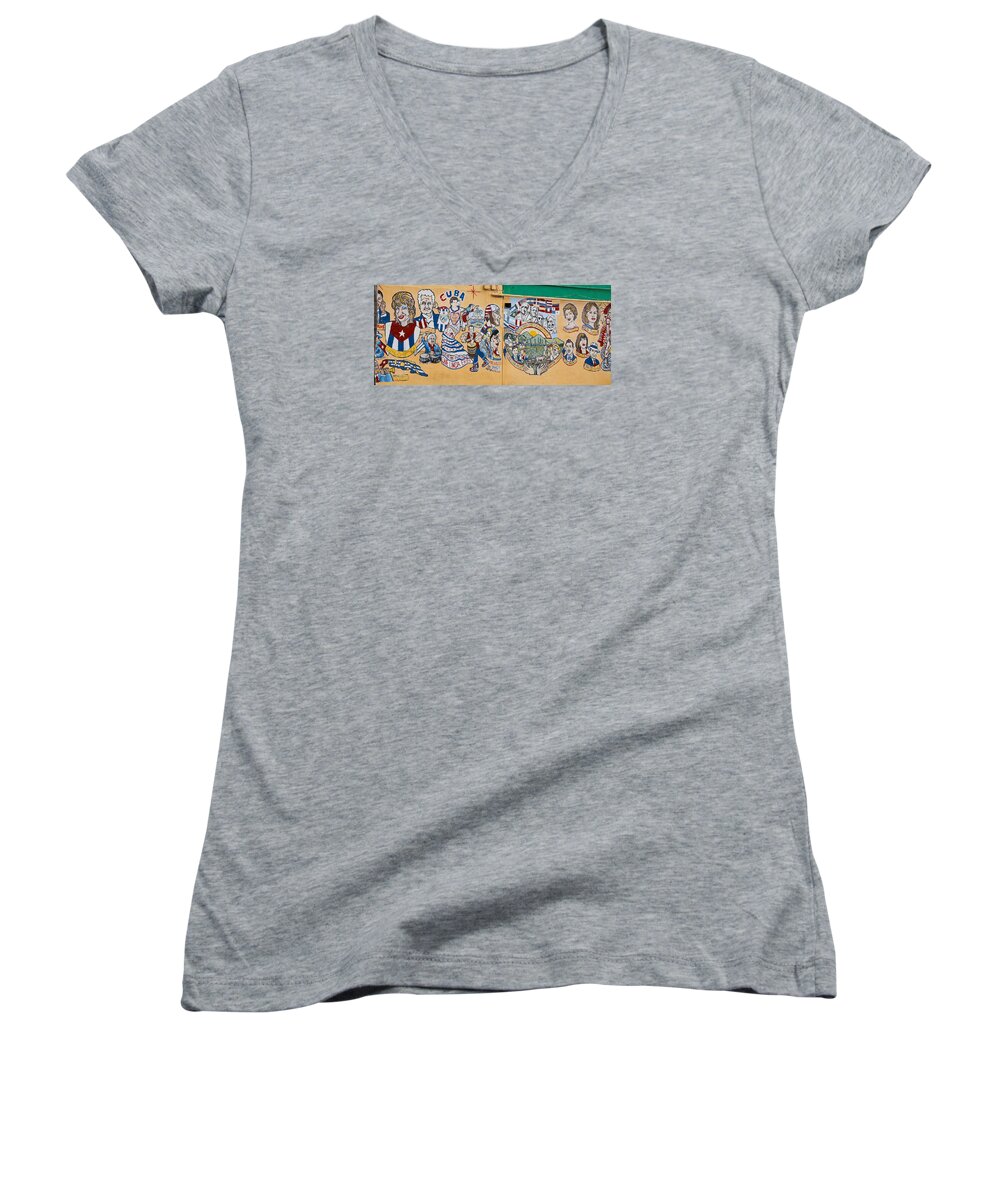 Little Women's V-Neck featuring the photograph Wall of Cuba by Dart Humeston