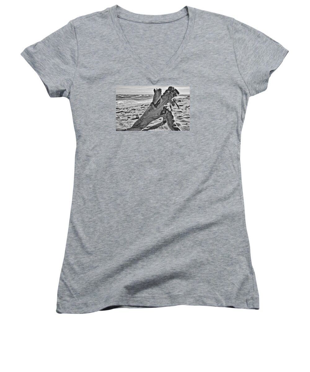 Dune Shack Women's V-Neck featuring the photograph Washed Ashore by Marisa Geraghty Photography
