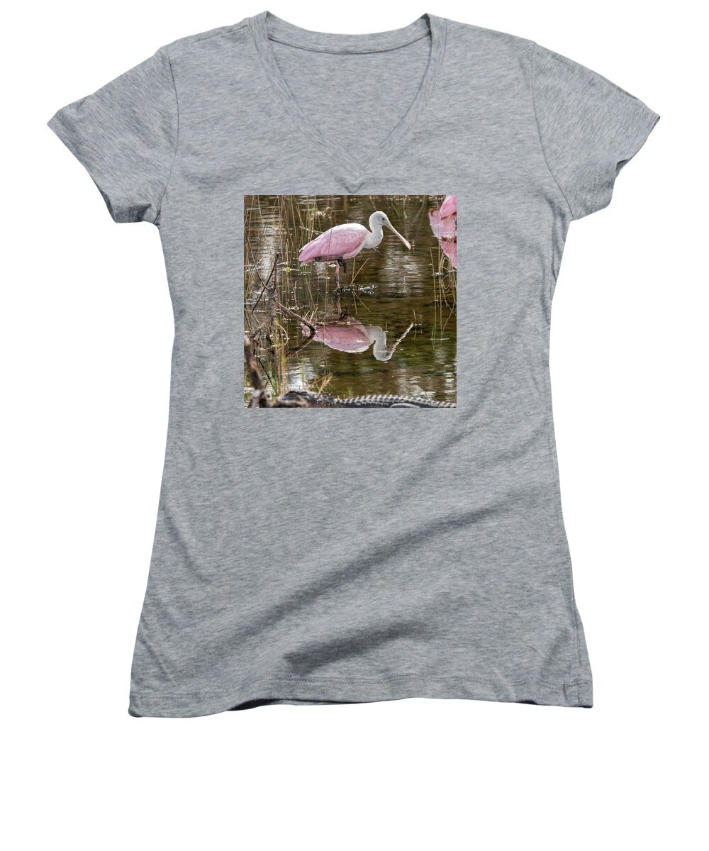 Alligator Women's V-Neck featuring the photograph Watch Where You walk by Dorothy Cunningham