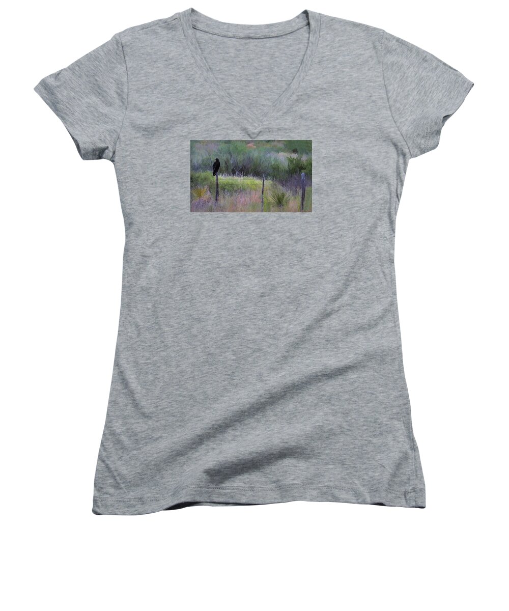 Vulture Women's V-Neck featuring the photograph Watchful Eye by John Rivera