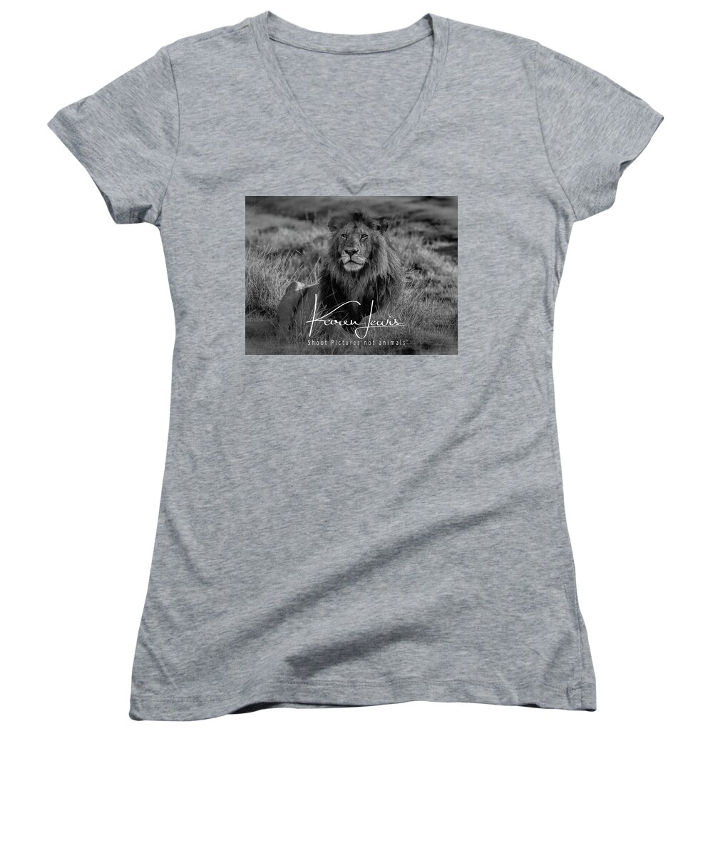 Masai Mara Women's V-Neck featuring the photograph Watching and Waiting by Karen Lewis