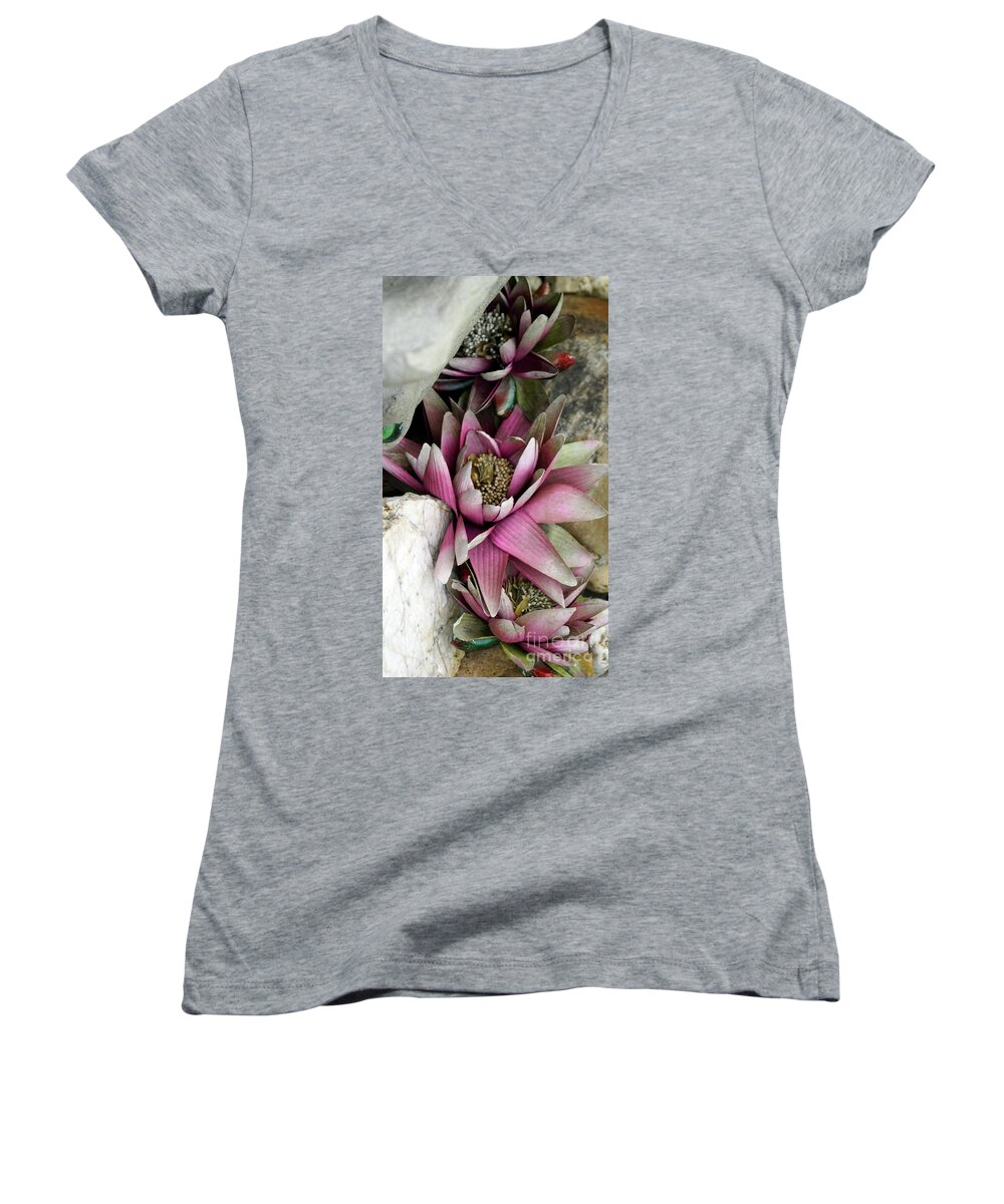 Seerose Women's V-Neck featuring the photograph Water Lily - Seerose by Eva-Maria Di Bella