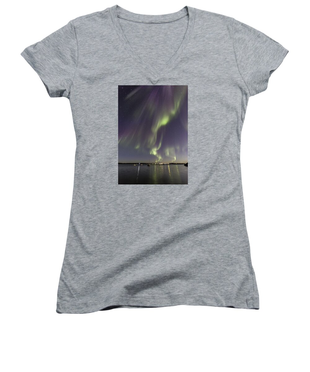 Sailing Women's V-Neck featuring the photograph Waves of Color by Valerie Pond