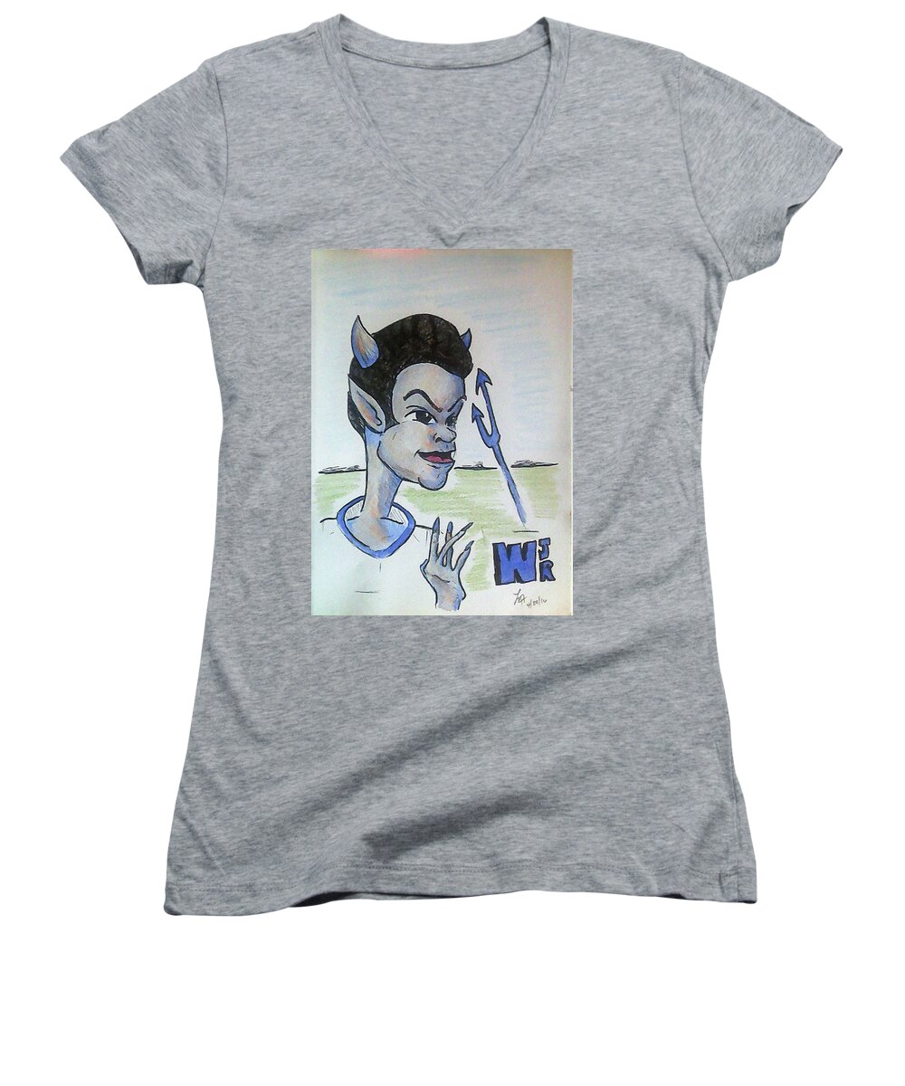 Imps Women's V-Neck featuring the drawing West Jr by Loretta Nash