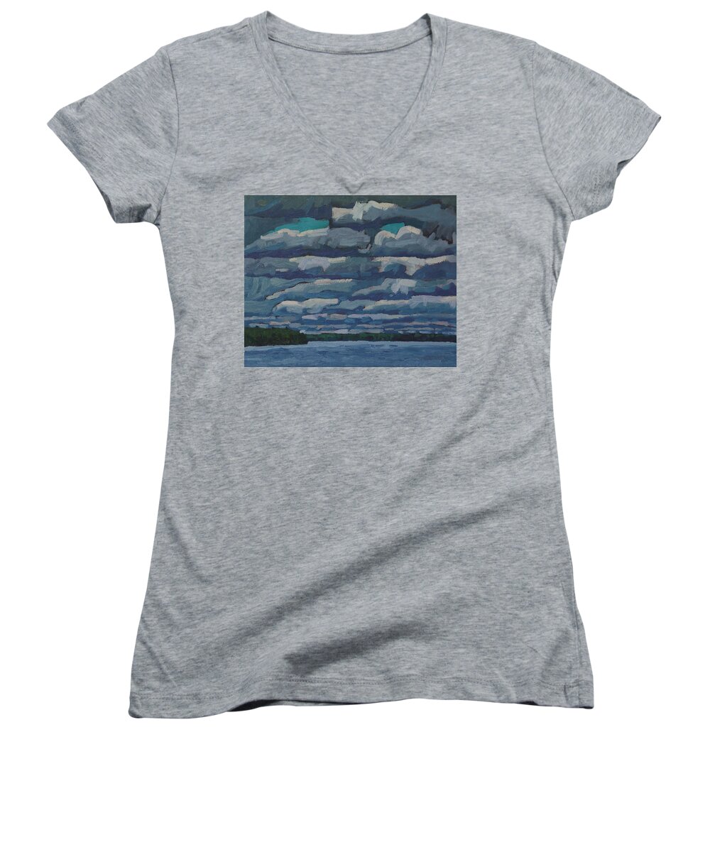 1945 Women's V-Neck featuring the painting Westport Stratocumulus Virga by Phil Chadwick
