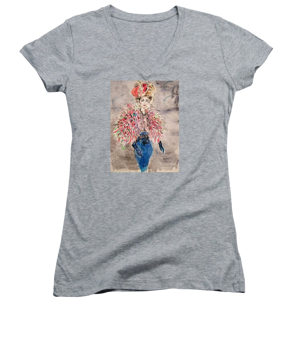 Fashion Art Women's V-Neck featuring the painting Best Me 2018 by Leslie Ouyang