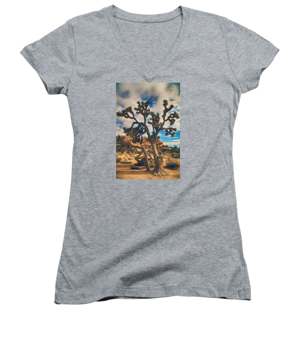 Joshua Tree National Park Women's V-Neck featuring the photograph What I Wouldn't Give by Laurie Search
