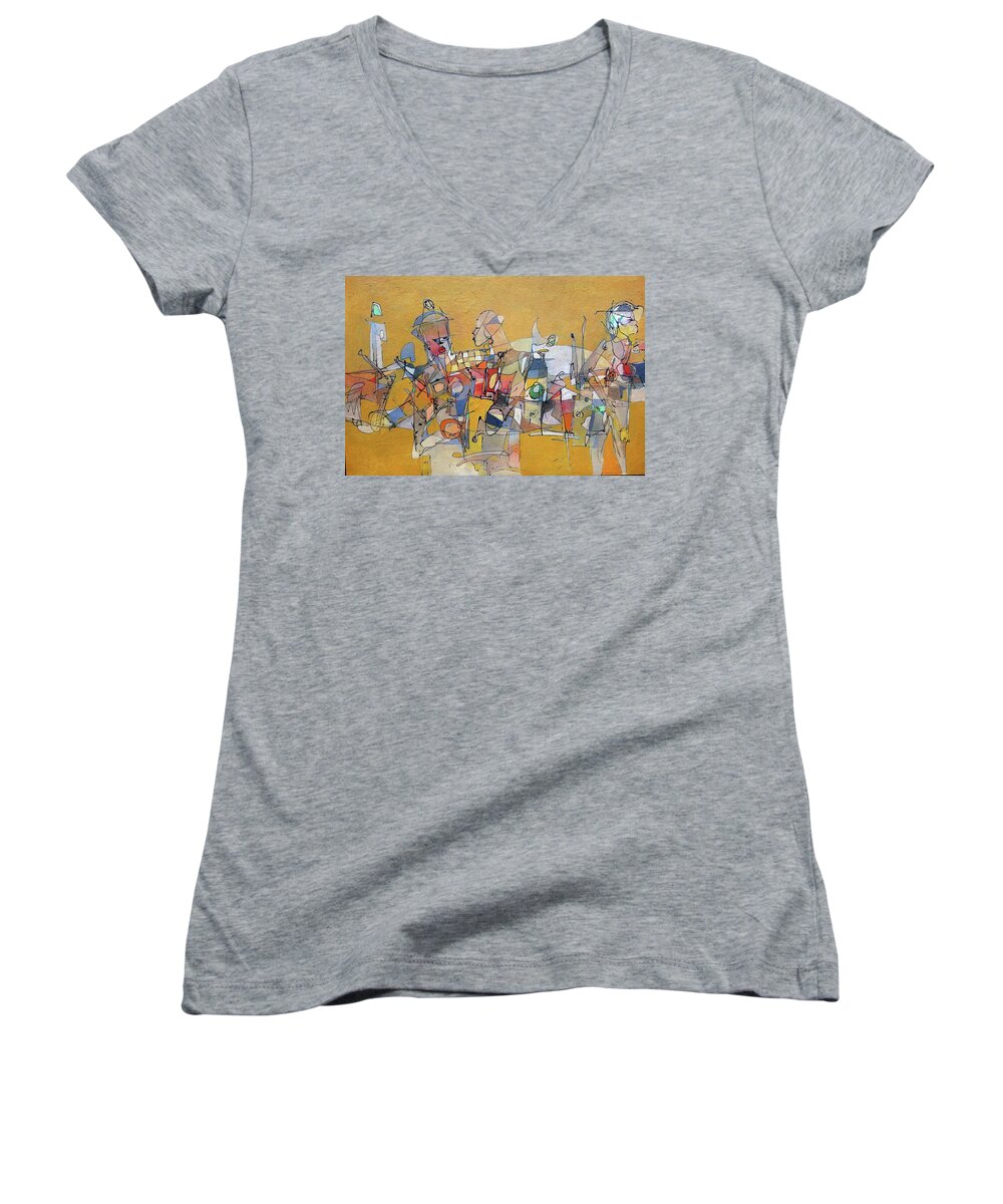  Women's V-Neck featuring the painting When Its Not Your War by Ronex Ahimbisibwe
