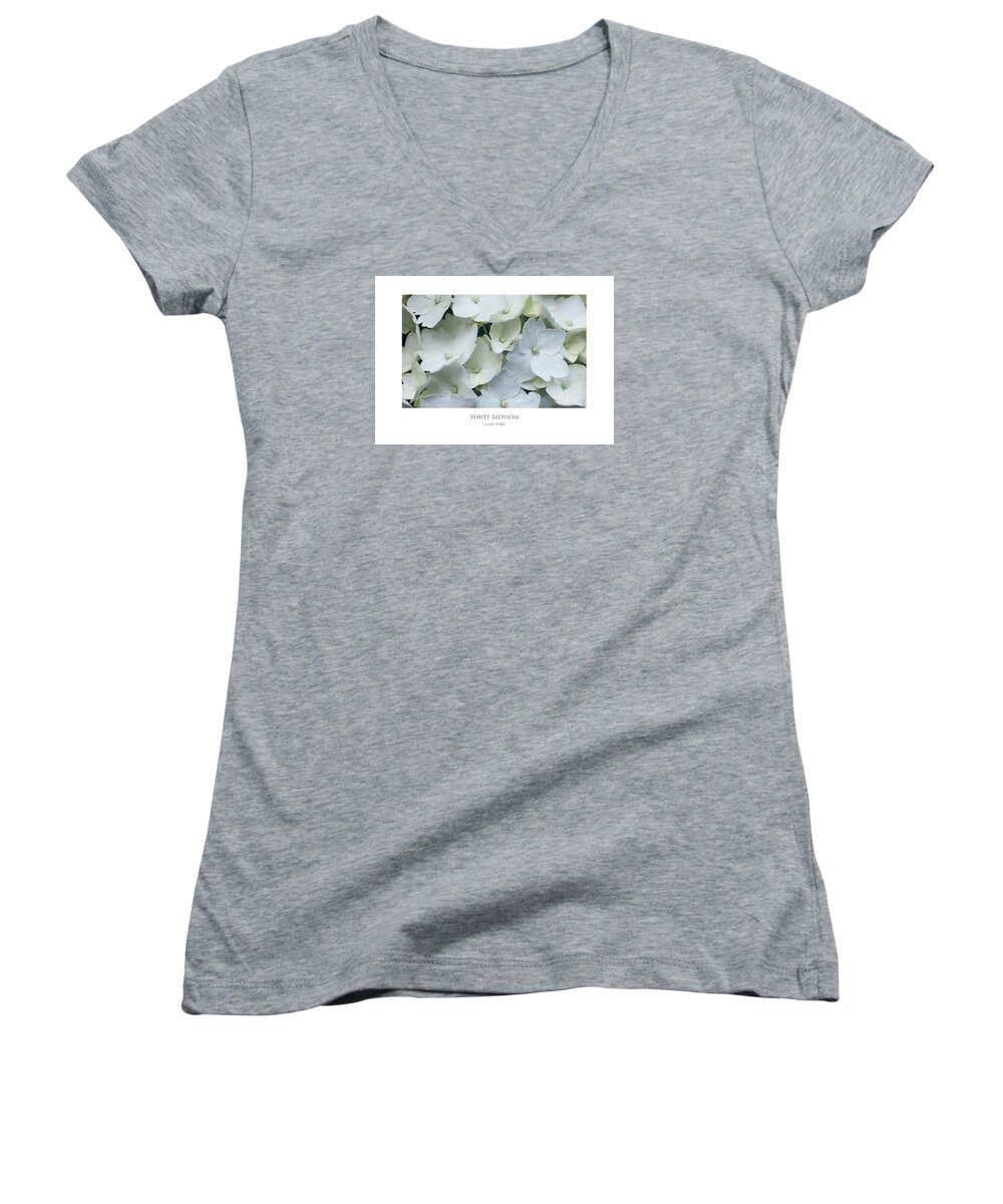 Beautiful Women's V-Neck featuring the digital art White Blossom by Julian Perry