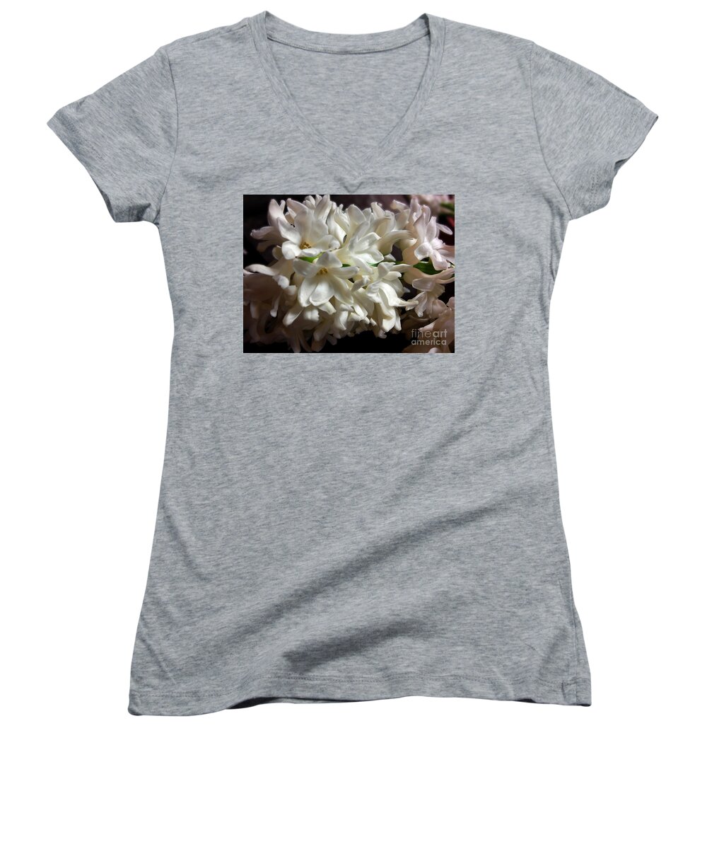 White Hyacinth Women's V-Neck featuring the photograph White Hyacinth by Jasna Dragun