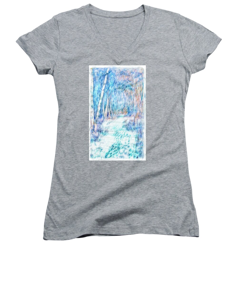 White Women's V-Neck featuring the photograph White path abstract #go by Leif Sohlman