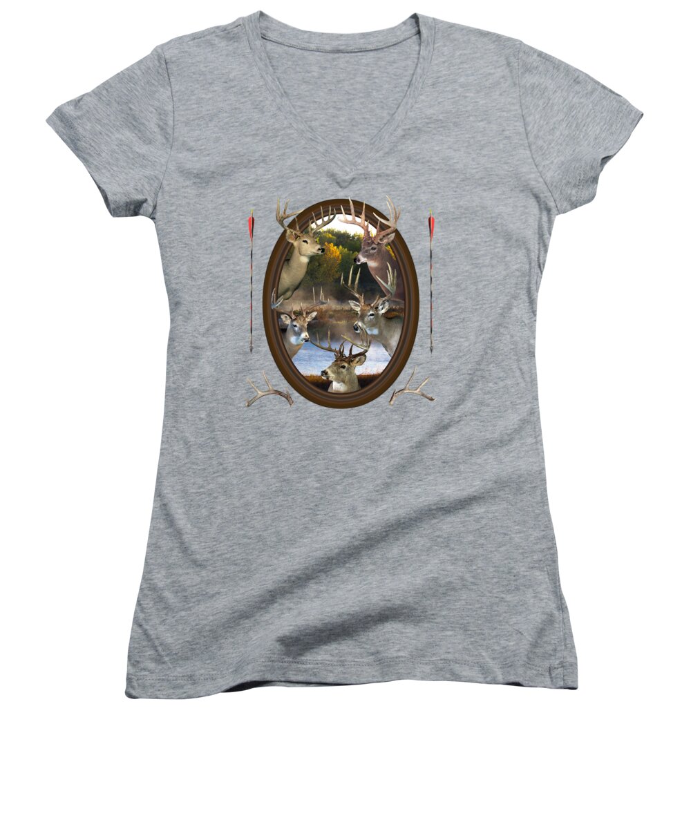 Whitetail Deer Women's V-Neck featuring the photograph Whitetail Dreams by Shane Bechler