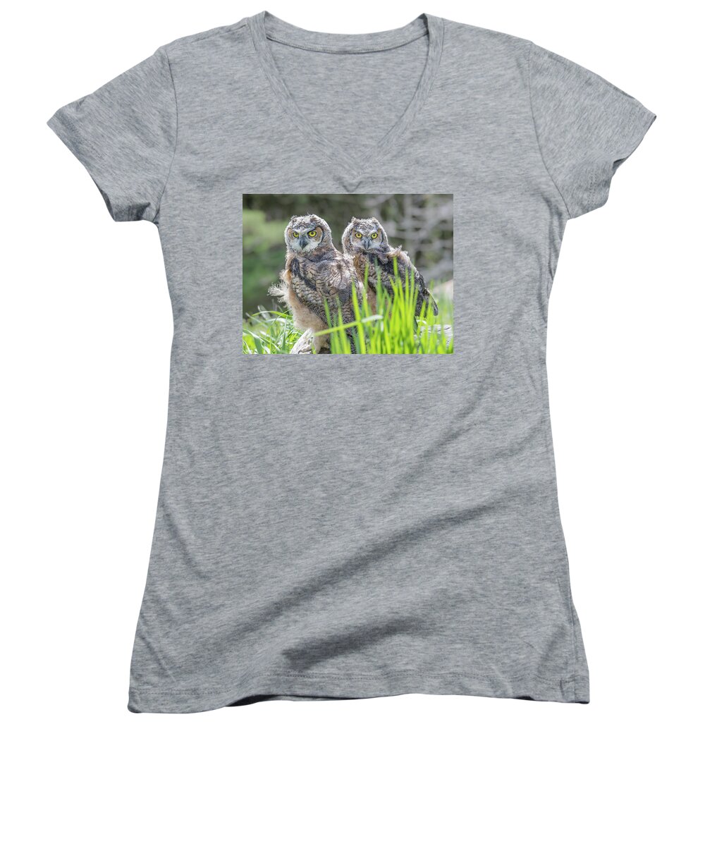 Nature Women's V-Neck featuring the photograph Whoos watching me by Ian Sempowski