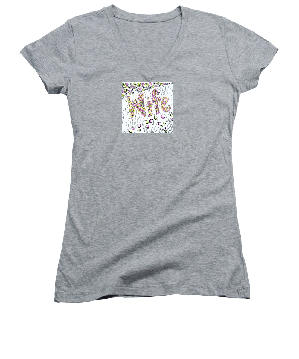 Caregivers Women's V-Neck featuring the drawing Wife by Carole Brecht