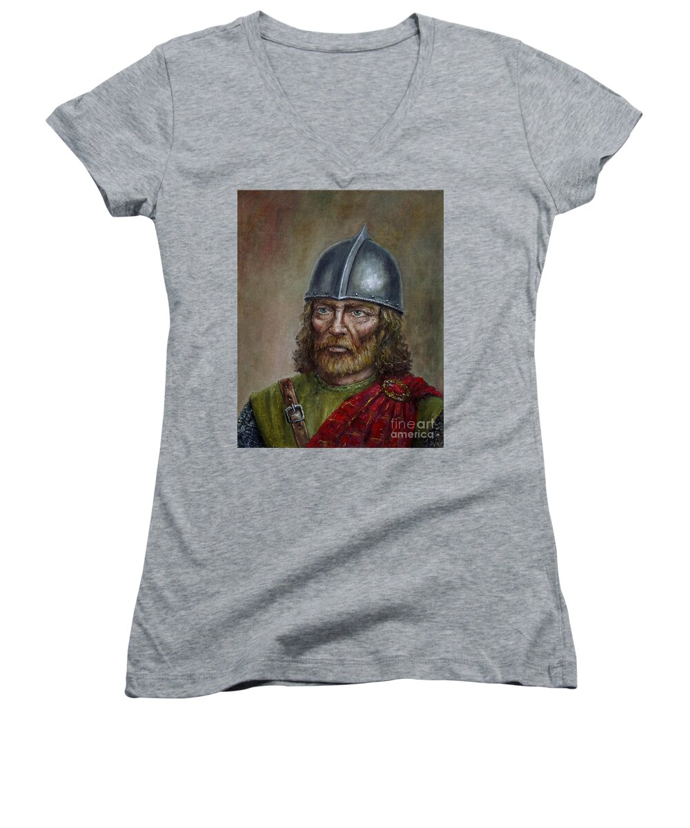 Warrior Women's V-Neck featuring the painting William Wallace by Arturas Slapsys