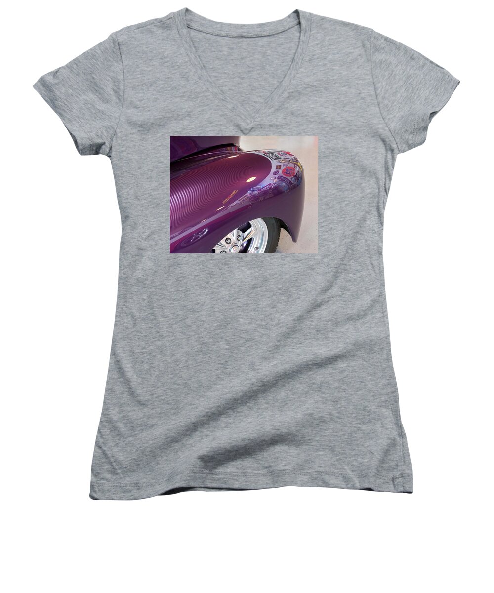 Willies Women's V-Neck featuring the photograph Willy's Fender by Jeanne May