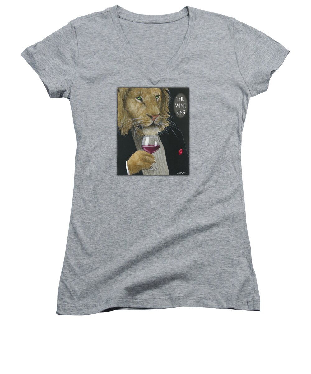 Will Bullas Women's V-Neck featuring the painting Wine King... by Will Bullas