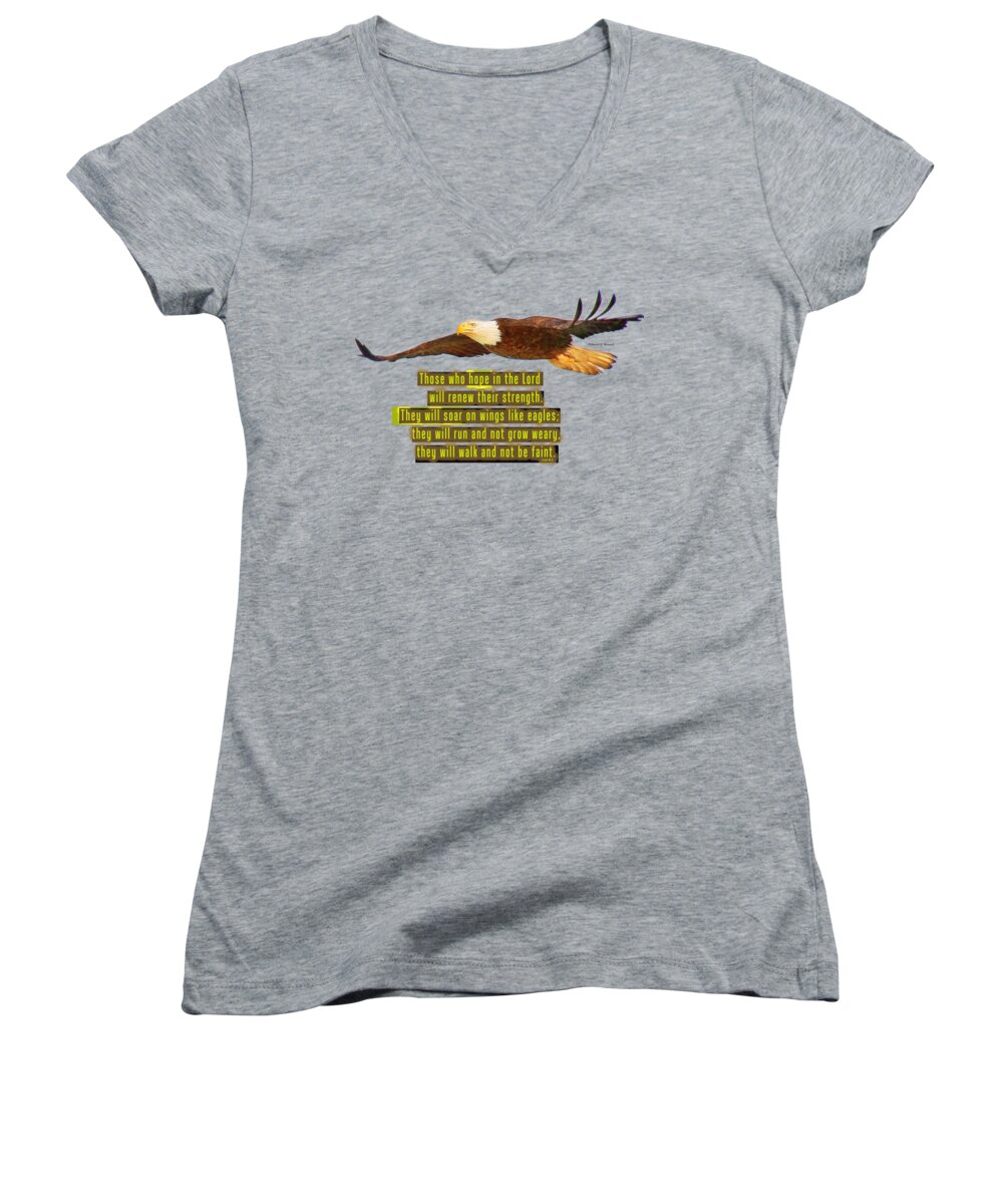 Bald Eagle Women's V-Neck featuring the photograph Wings of Eagles by David Arment