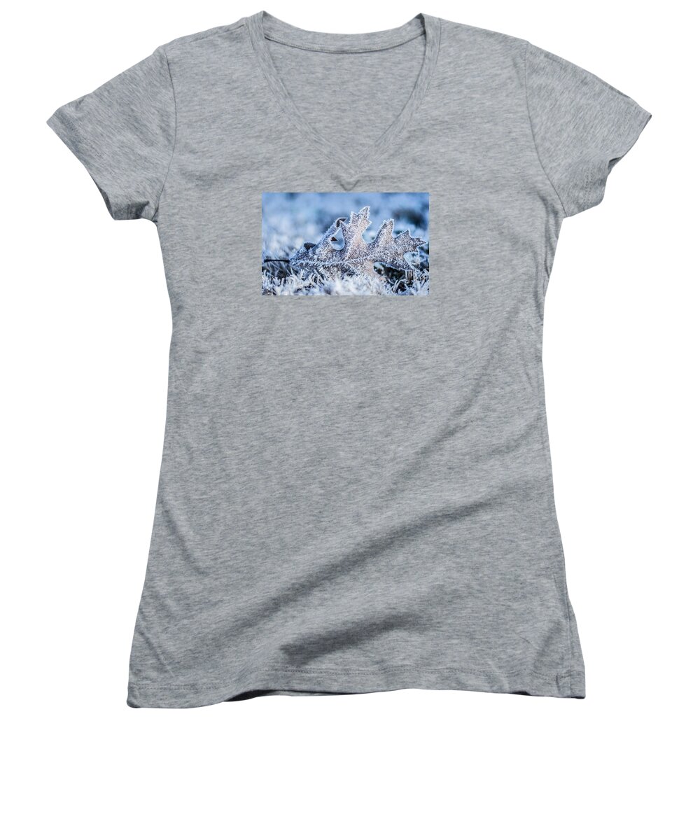 Ice Women's V-Neck featuring the photograph Winter Frost by Parker Cunningham