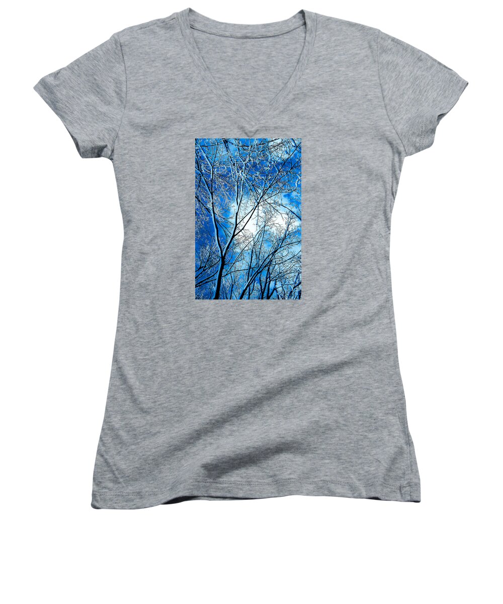 Abstract Women's V-Neck featuring the photograph Winter Solstice by Michael Nowotny