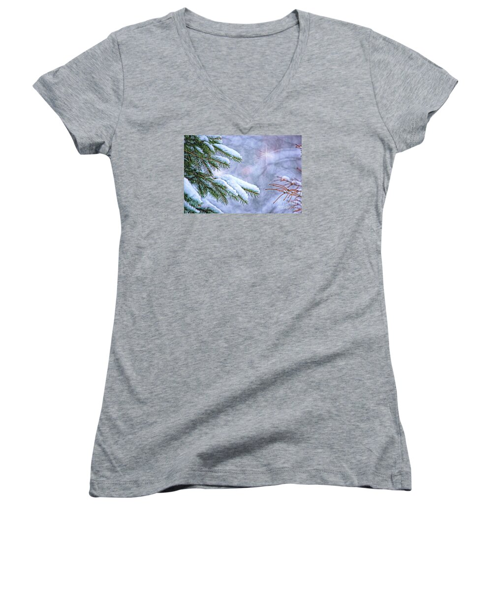 Nature Women's V-Neck featuring the photograph Winter Wonderland by Sharon McConnell