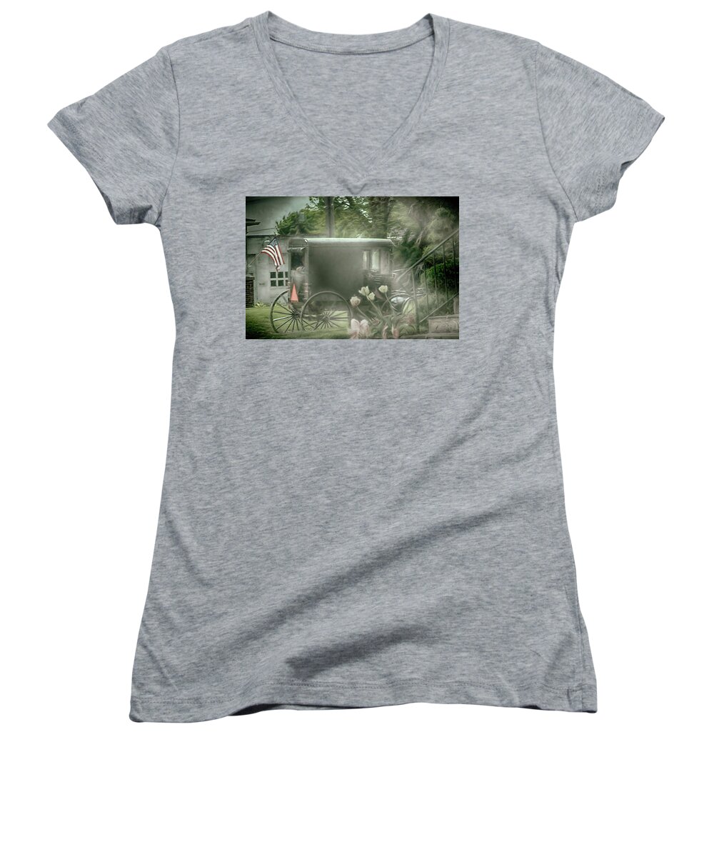 Amish Women's V-Neck featuring the photograph With Deepest Sympathy by Dyle Warren