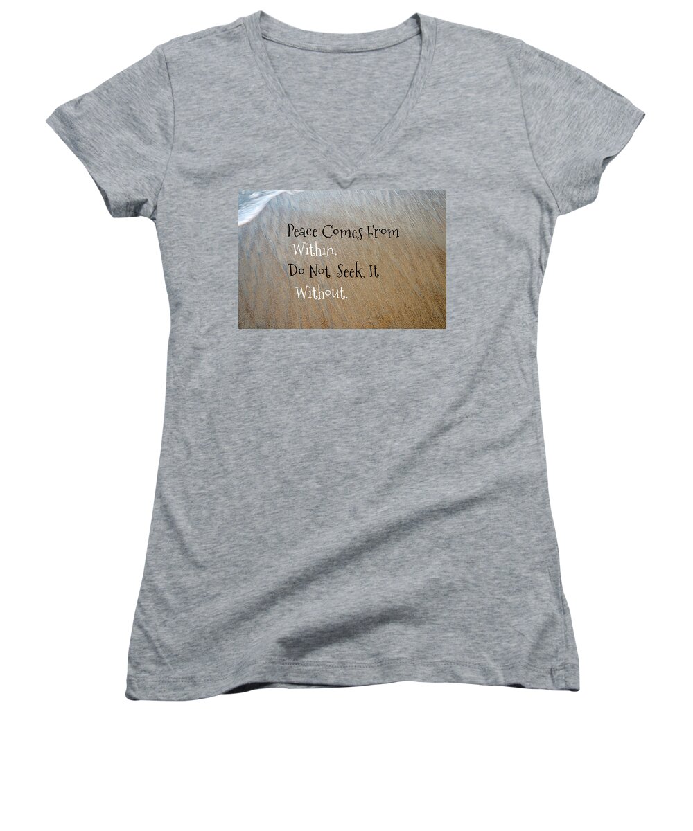 Buddha Women's V-Neck featuring the mixed media Within Without by Joseph S Giacalone