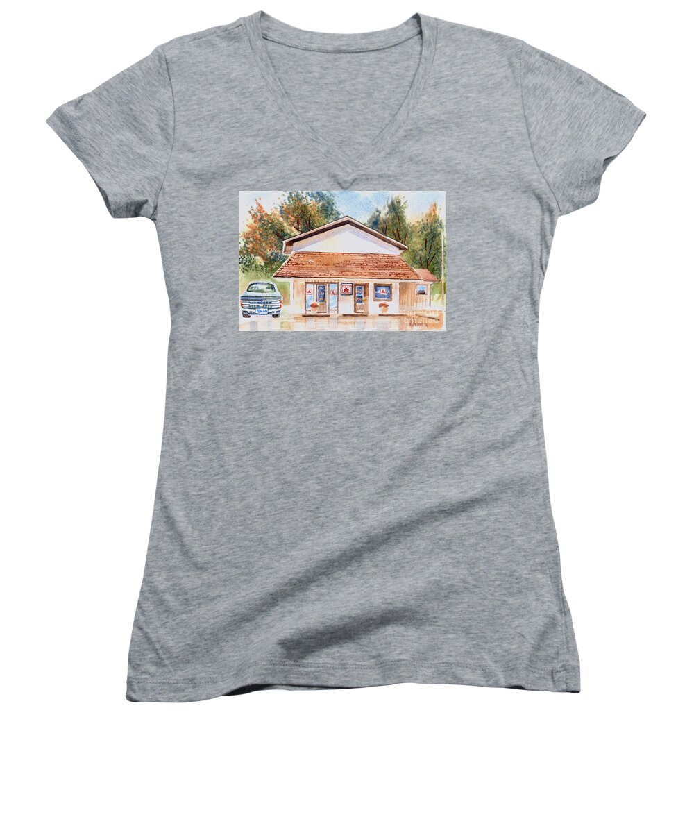 Woodcock Insurance In Watercolor W406 Women's V-Neck featuring the painting Woodcock Insurance in Watercolor W406 by Kip DeVore