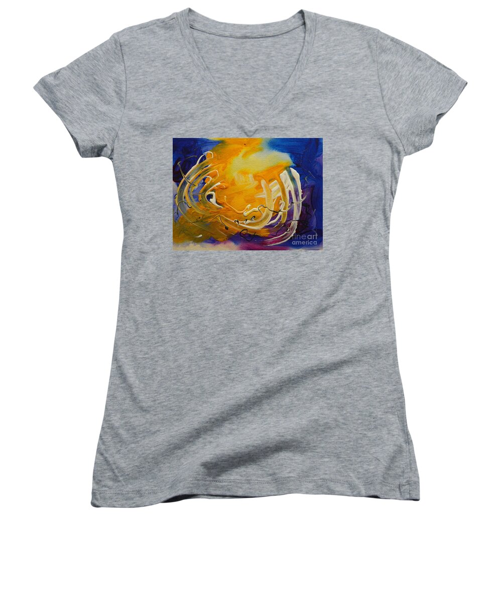 Abstract Paintings Women's V-Neck featuring the painting Wp Abst. # 32 by David Ackerson