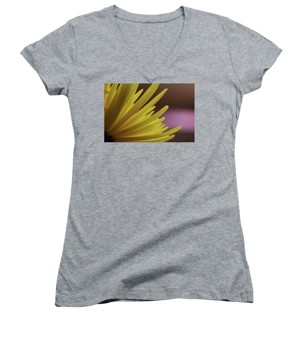 Photograph Women's V-Neck featuring the photograph Yellow Mum Petals #19 by Larah McElroy