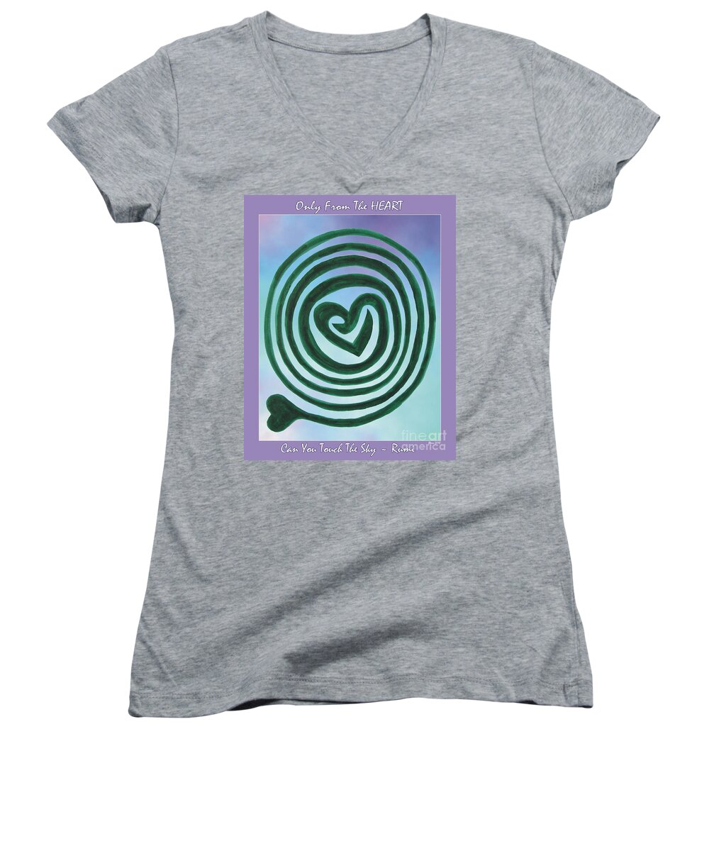 Labyrinth Women's V-Neck featuring the photograph Zen Heart Labyrinth Sky by Mars Besso